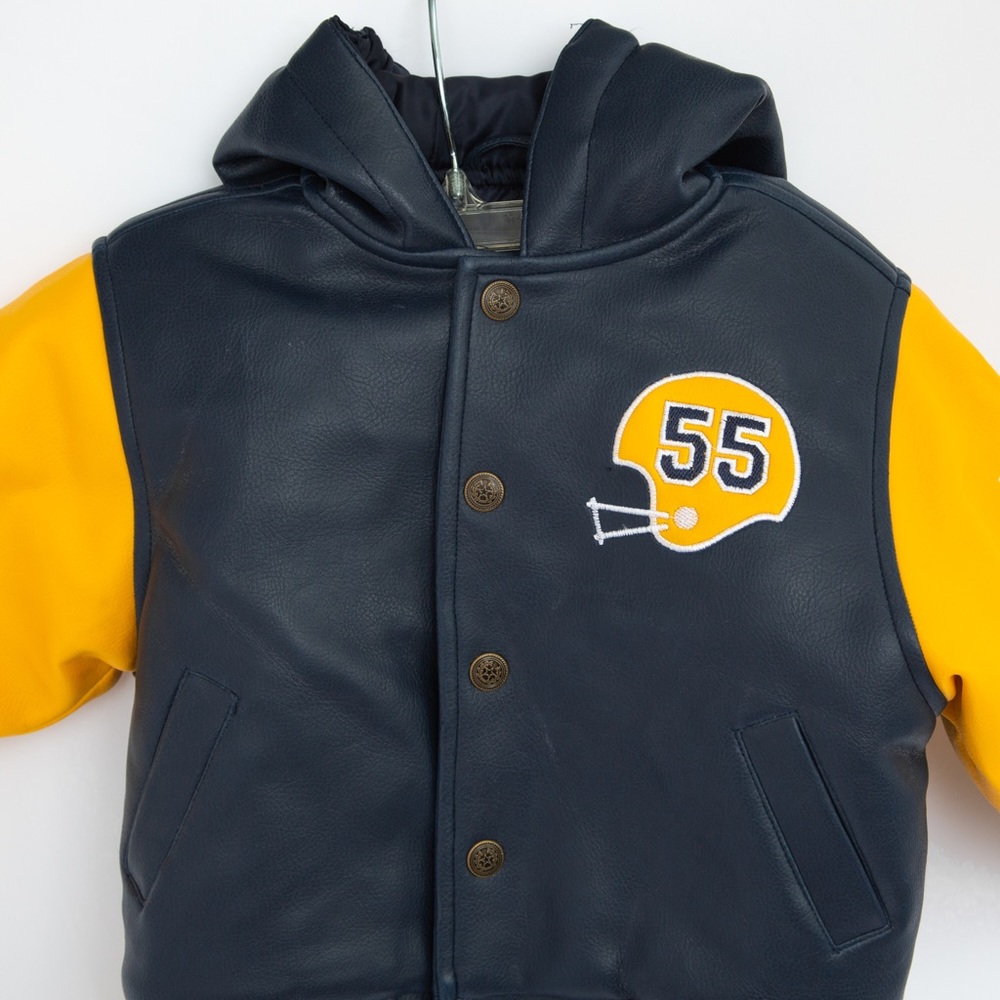 Varsity jacket faux leather for baby by Pistachio 12 months football winter coat